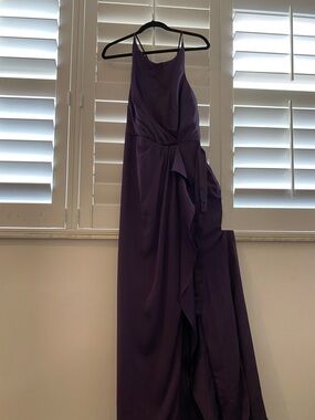 Elegant Purple Spaghetti-Strap Evening Dress